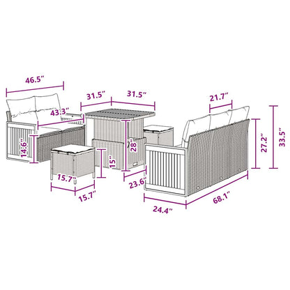 Garten-Sofa-Set mit Kissen 13 pcs Schwarz