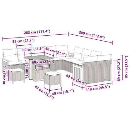 Garten-Sofa-Set 13 pcs Beige und Creme 80 x 80 x 71 cm