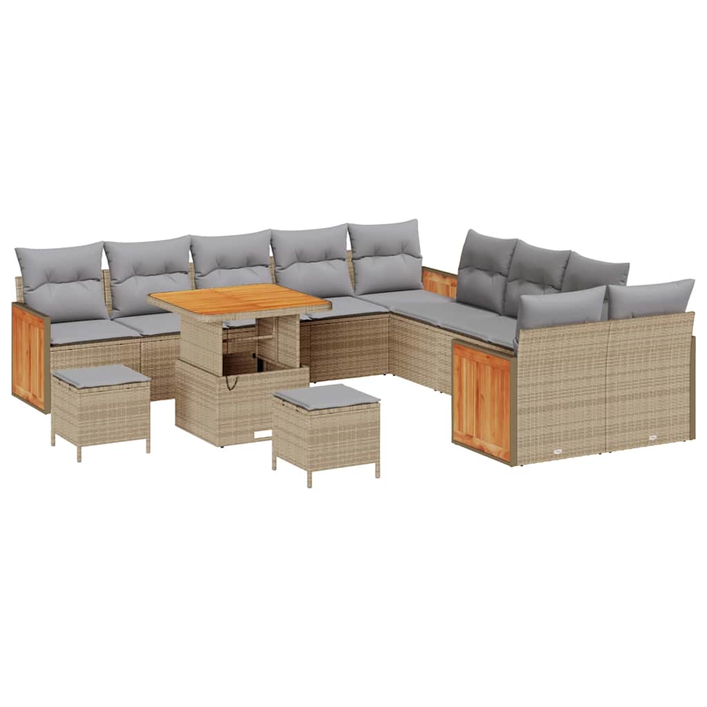 Garten-Sofa-Set mit Kissen 13 pcs Beige und Hellgrau