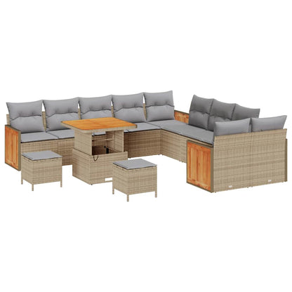 Garten-Sofa-Set mit Kissen 13 pcs Beige und Hellgrau