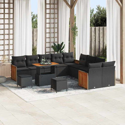 Garten-Sofa-Set mit Kissen 13 pcs Schwarz