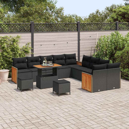 Garten-Sofa-Set mit Kissen 13 pcs Schwarz