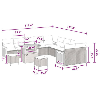 Garten-Sofa-Set mit Kissen 13 pcs Schwarz