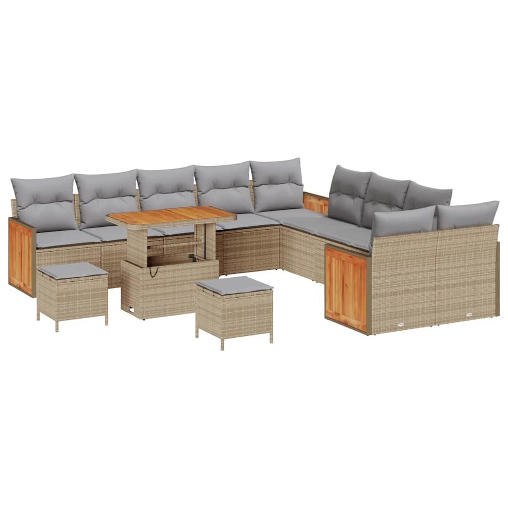 Garten-Sofa-Set 13 pcs Beige und Hellgrau 90 x 55 x 71 cm
