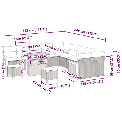 Garten-Sofa-Set 13 pcs Beige und Hellgrau 90 x 55 x 71 cm
