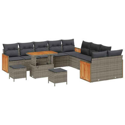 Garten-Sofa-Set mit Kissen 13 pcs Grau