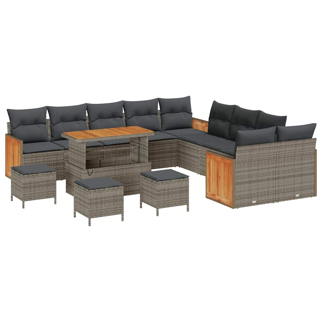 Garten-Sofa-Set mit Kissen 14 pcs Grau