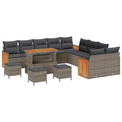 Garten-Sofa-Set mit Kissen 14 pcs Grau