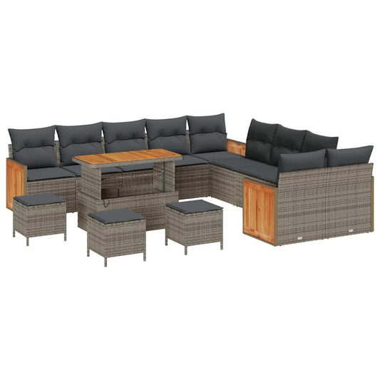 Garten-Sofa-Set mit Kissen 14 pcs Grau