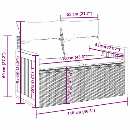 Garten-Sofa-Set mit Kissen 14 pcs Grau