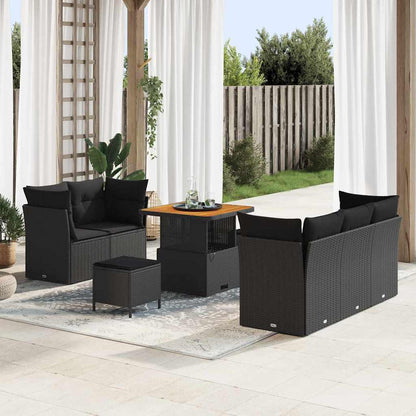 Garten-Sofa-Set mit Kissen 8 pcs Schwarz 80 x 80 x 71 cm