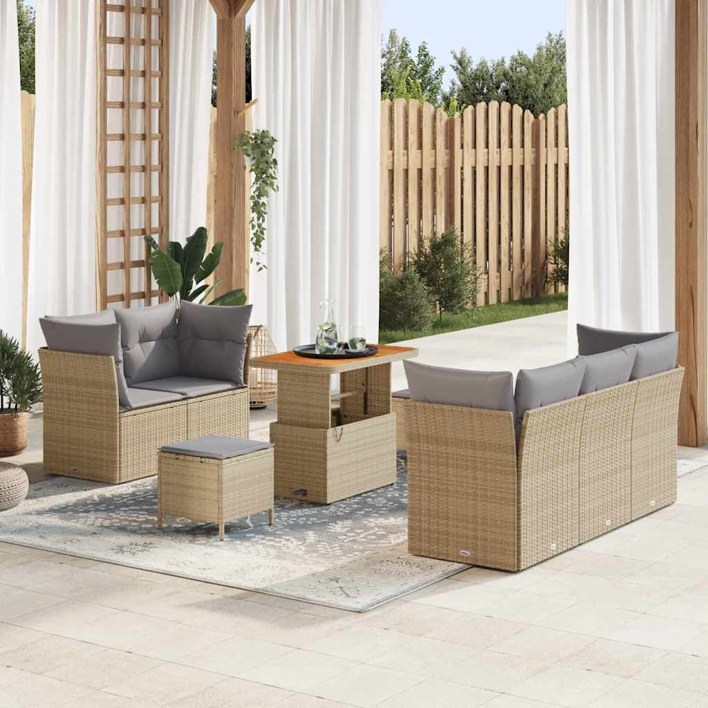 Garten-Sofa-Set 8 pcs Beige und Hellgrau 90 x 55 x 71 cm