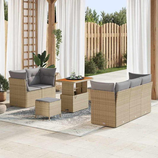 Garten-Sofa-Set 8 pcs Beige und Hellgrau 90 x 55 x 71 cm
