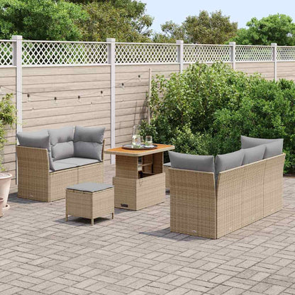 Garten-Sofa-Set 8 pcs Beige und Hellgrau 90 x 55 x 71 cm