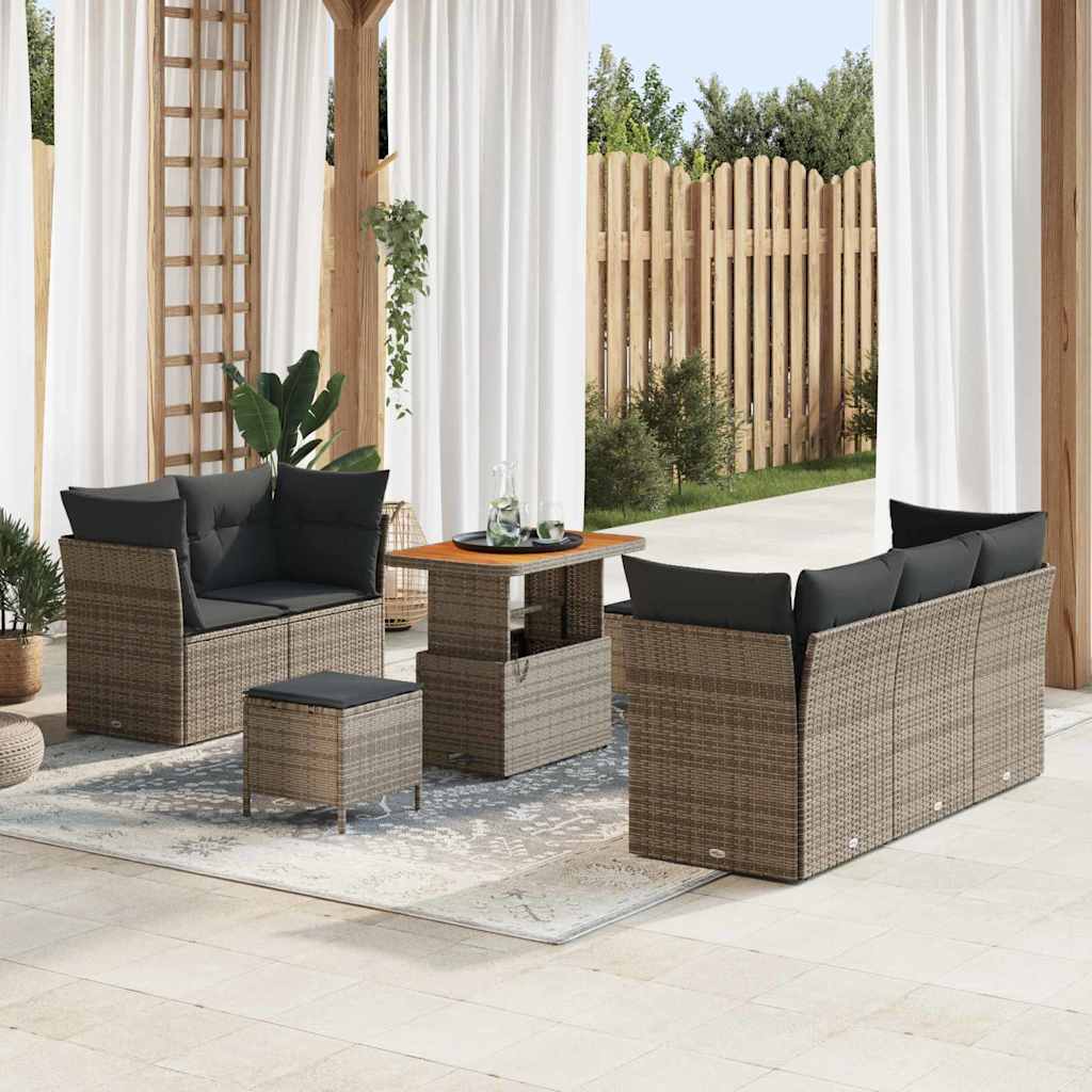 Garten-Sofa-Set mit Kissen 8 pcs Grau 90 x 55 x 71 cm