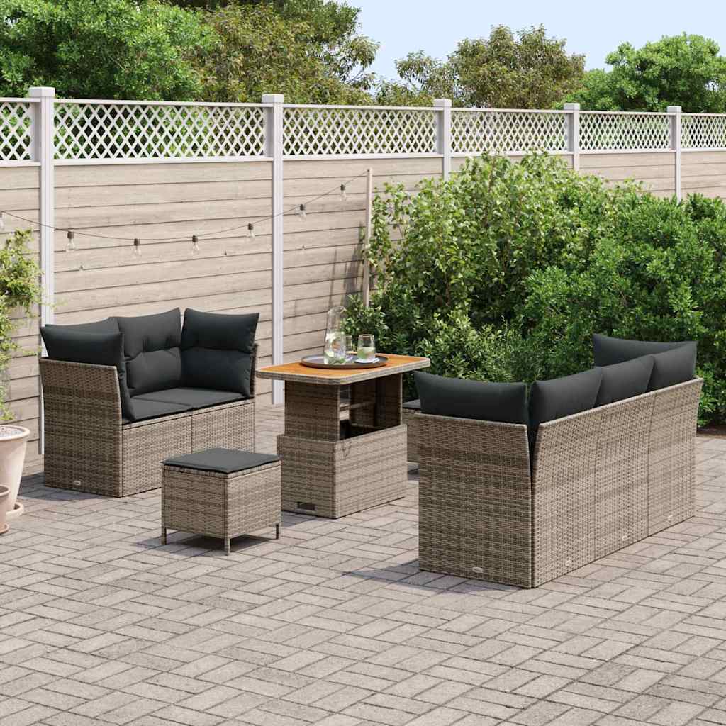 Garten-Sofa-Set mit Kissen 8 pcs Grau 90 x 55 x 71 cm