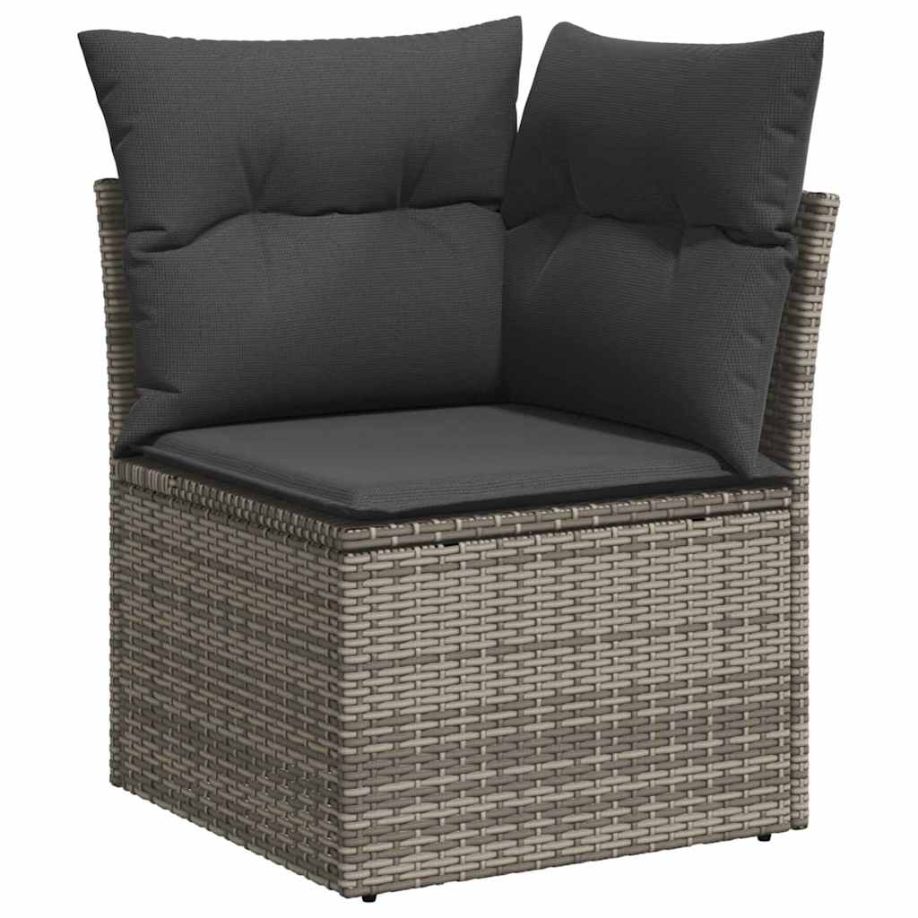 Garten-Sofa-Set mit Kissen mit Speicher 9 pcs Grau