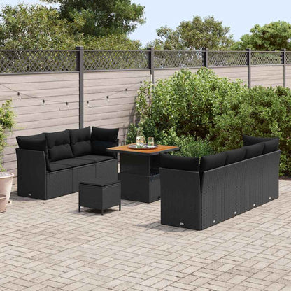 Garten-Sofa-Set mit Kissen 10 pcs Schwarz 80 x 80 x 71 cm