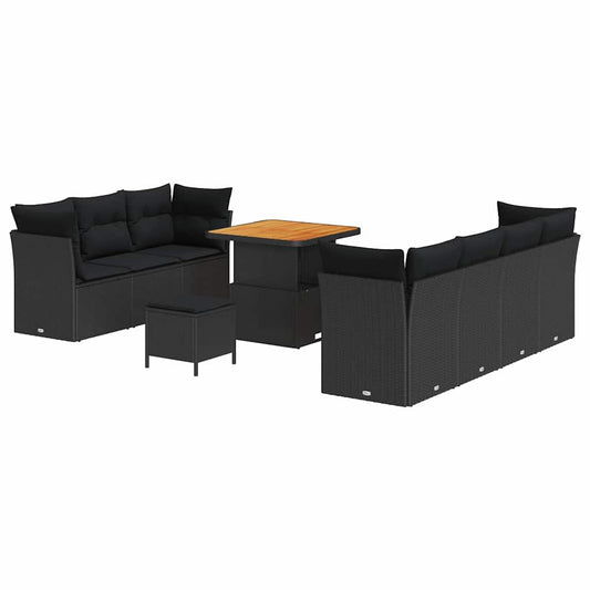 Garten-Sofa-Set mit Kissen 10 pcs Schwarz 80 x 80 x 71 cm