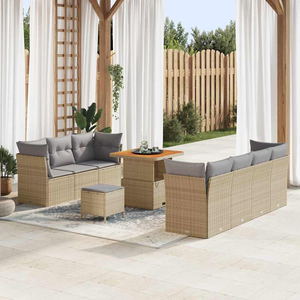 Garten-Sofa-Set 10 pcs Beige und Hellgrau 80 x 80 x 71 cm