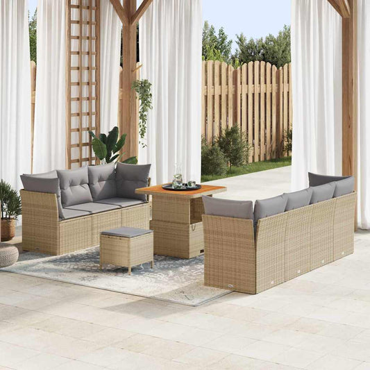 Garten-Sofa-Set 10 pcs Beige und Hellgrau 80 x 80 x 71 cm