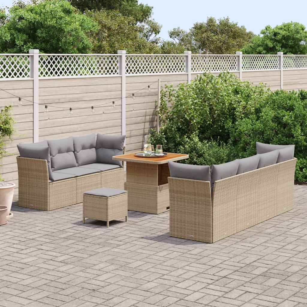 Garten-Sofa-Set 10 pcs Beige und Hellgrau 80 x 80 x 71 cm