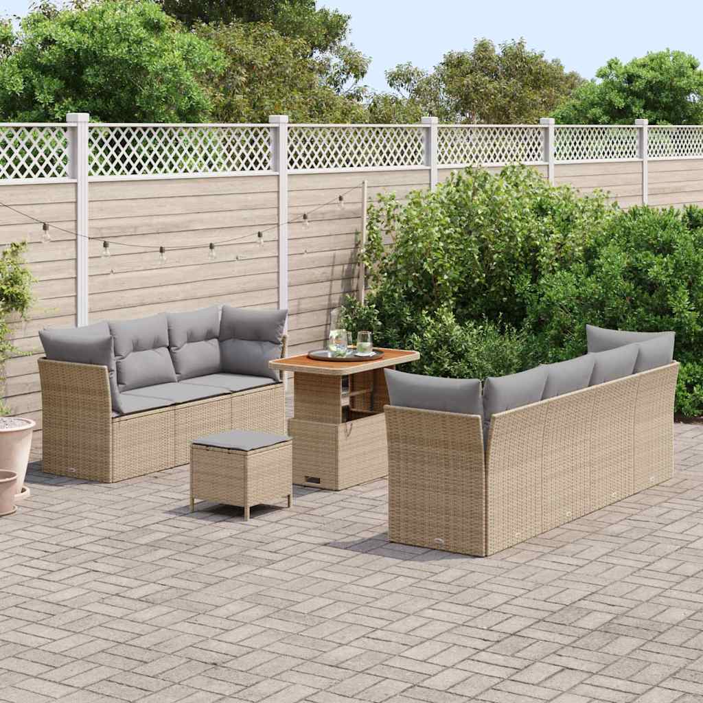 Garten-Sofa-Set 10 pcs Beige und Hellgrau 90 x 55 x 71 cm