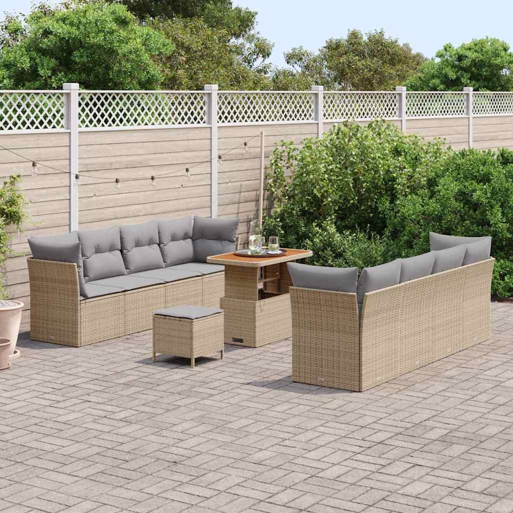 Garten-Sofa-Set mit Kissen 11 pcs Beige und Hellgrau