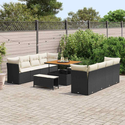 Garten-Sofa-Set mit Kissen 11 pcs Schwarz und Creme