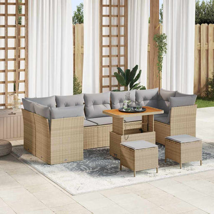 Garten-Sofa-Set 10 pcs Beige und Hellgrau 90 x 55 x 71 cm