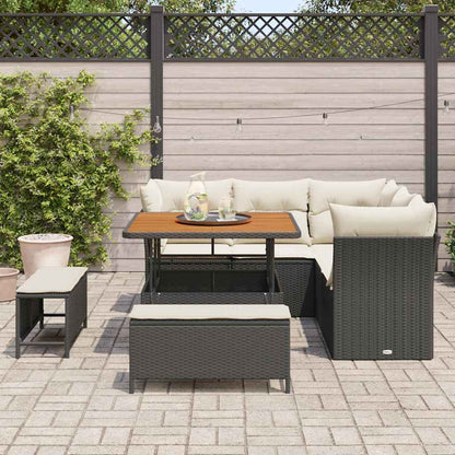 Garten-Sofa-Set 8 pcs Schwarz und Creme 100 x 100 x 71 cm
