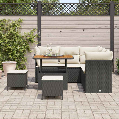 Garten-Sofa-Set 8 pcs Schwarz und Creme 90 x 55 x 71 cm
