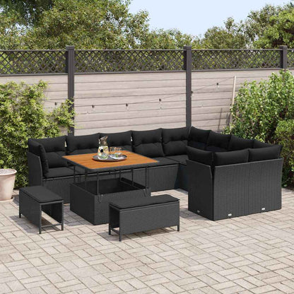 Garten-Sofa-Set mit Kissen 12 pcs Schwarz 100 x 100 x 71 cm