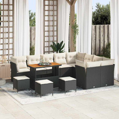 Garten-Sofa-Set 13 pcs Schwarz und Creme 110 x 55 x 71 cm