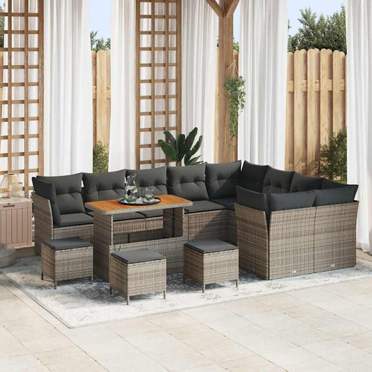 Garten-Sofa-Set mit Kissen 13 pcs Grau 110 x 55 x 71 cm