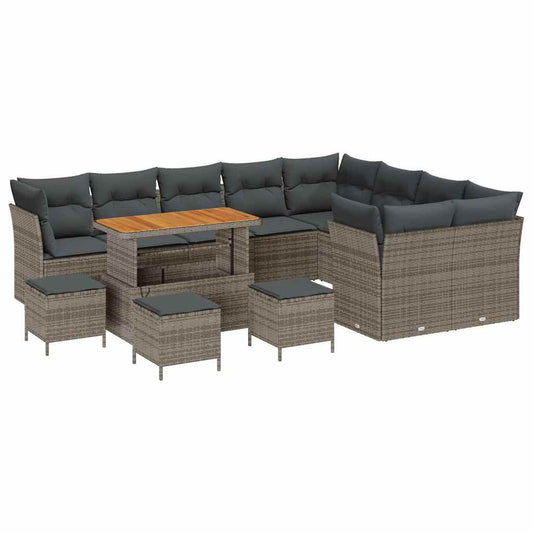 Garten-Sofa-Set mit Kissen 13 pcs Grau 110 x 55 x 71 cm