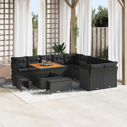 Garten-Sofa-Set mit Kissen 13 pcs Schwarz 100 x 100 x 71 cm