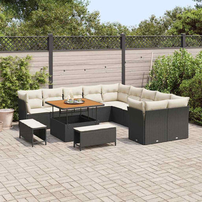 Garten-Sofa-Set 13 pcs Schwarz und Creme 100 x 100 x 71 cm
