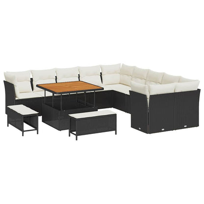 Garten-Sofa-Set 13 pcs Schwarz und Creme 100 x 100 x 71 cm