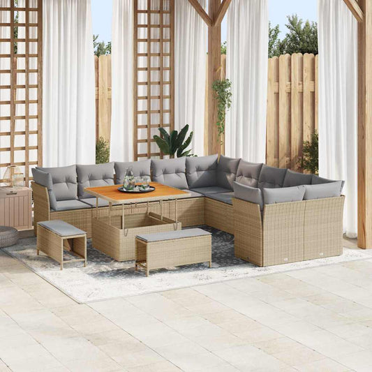 Garten-Sofa-Set 13 pcs Beige und Hellgrau 100 x 100 x 71 cm