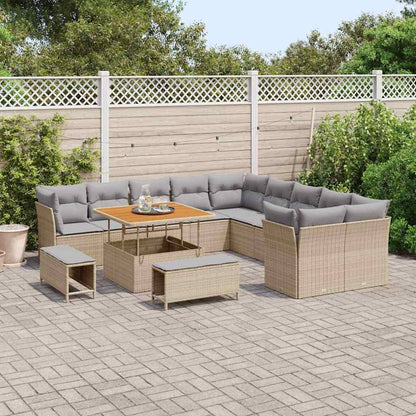 Garten-Sofa-Set 13 pcs Beige und Hellgrau 100 x 100 x 71 cm