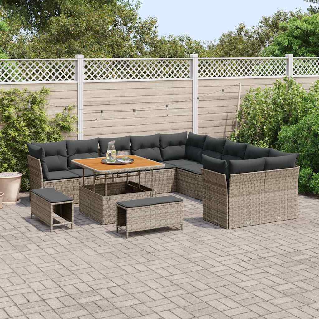 Garten-Sofa-Set mit Kissen 13 pcs Grau 100 x 100 x 71 cm