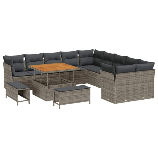Garten-Sofa-Set mit Kissen 13 pcs Grau 100 x 100 x 71 cm