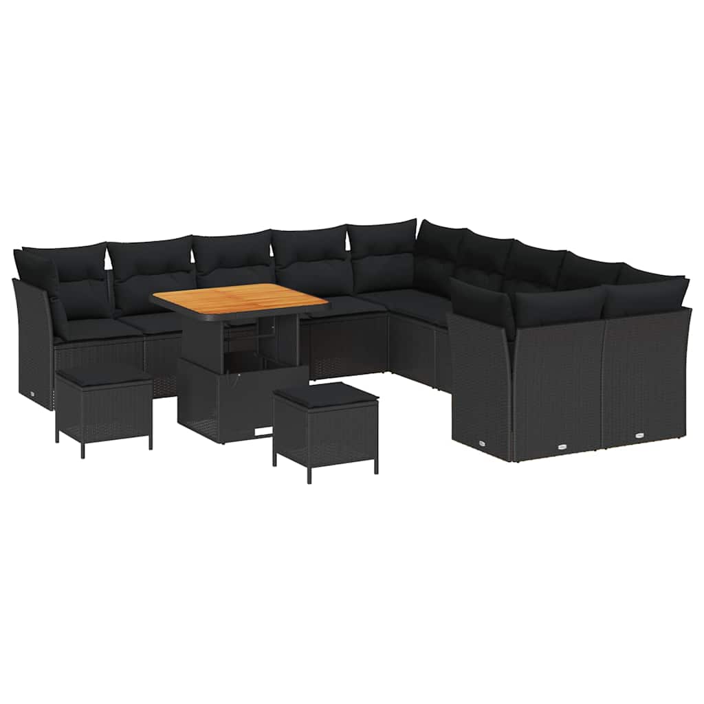 Garten-Sofa-Set mit Kissen 13 pcs Schwarz 80 x 80 x 71 cm