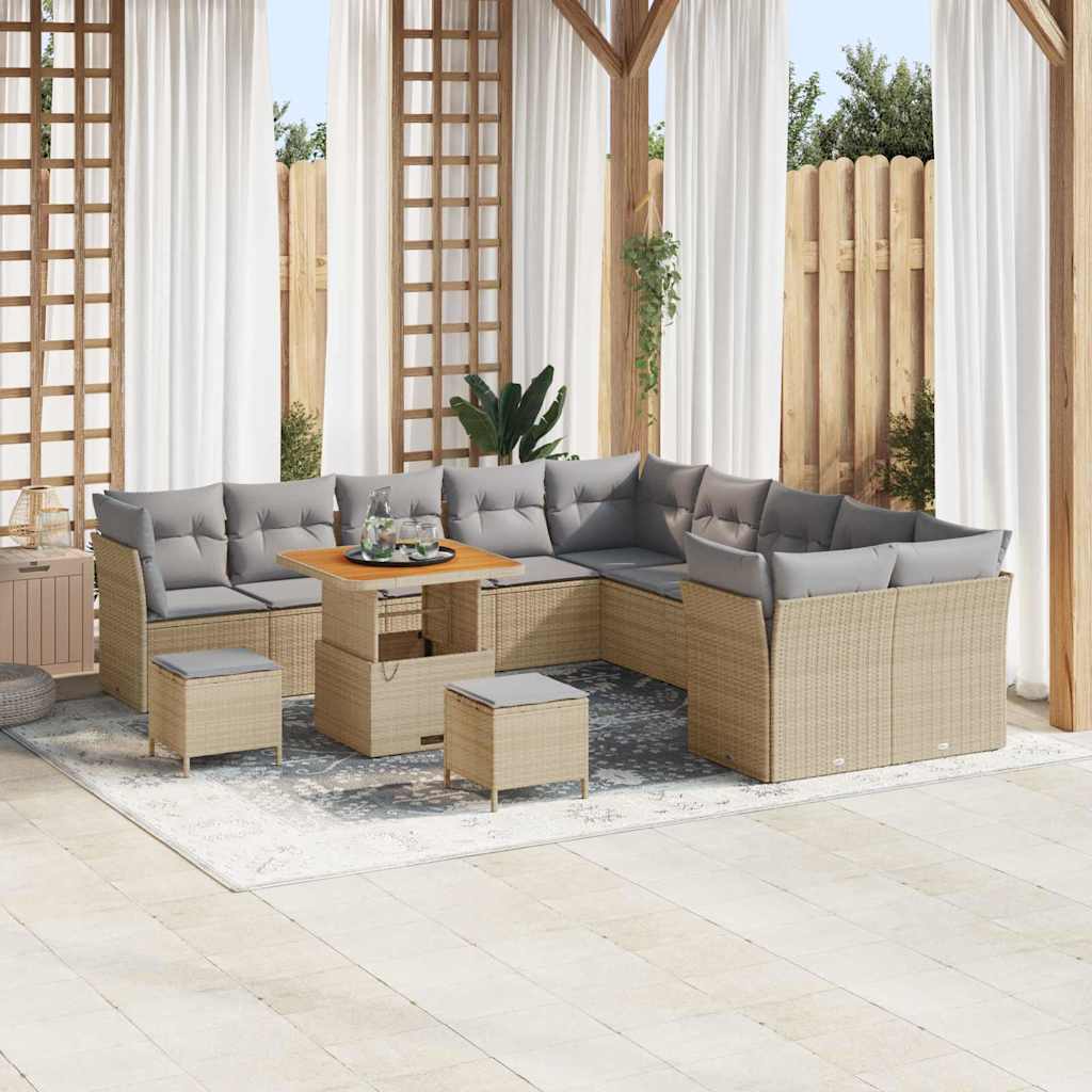 Garten-Sofa-Set 13 pcs Beige und Hellgrau 80 x 80 x 71 cm