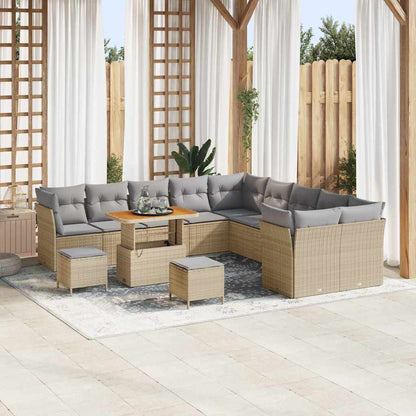 Garten-Sofa-Set 13 pcs Beige und Hellgrau 90 x 55 x 71 cm