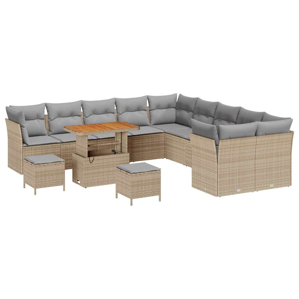 Garten-Sofa-Set 13 pcs Beige und Hellgrau 90 x 55 x 71 cm