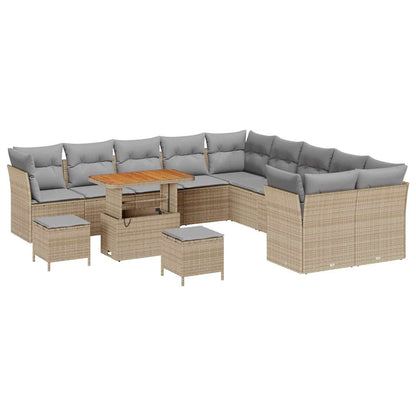 Garten-Sofa-Set 13 pcs Beige und Hellgrau 90 x 55 x 71 cm