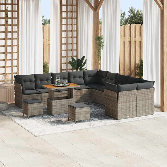 Garten-Sofa-Set mit Kissen 13 pcs Grau 90 x 55 x 71 cm