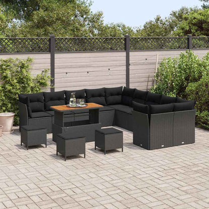 Garten-Sofa-Set mit Kissen 14 pcs Schwarz 110 x 55 x 71 cm